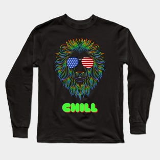 Chill Lion Pop Art Long Sleeve T-Shirt